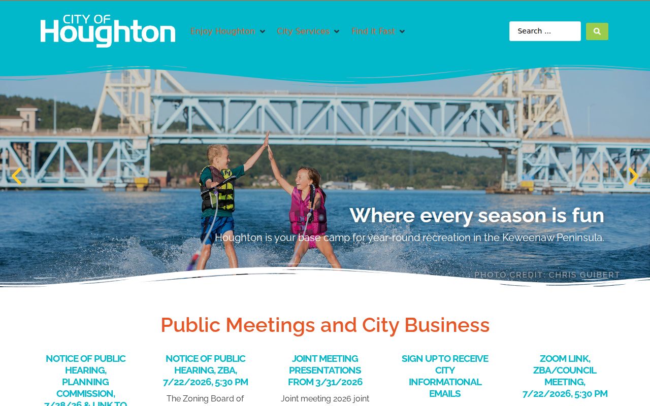 City of Houghton municipal building and local government setting