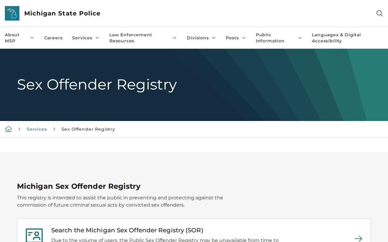 Houghton County sex offender registry FAQ information