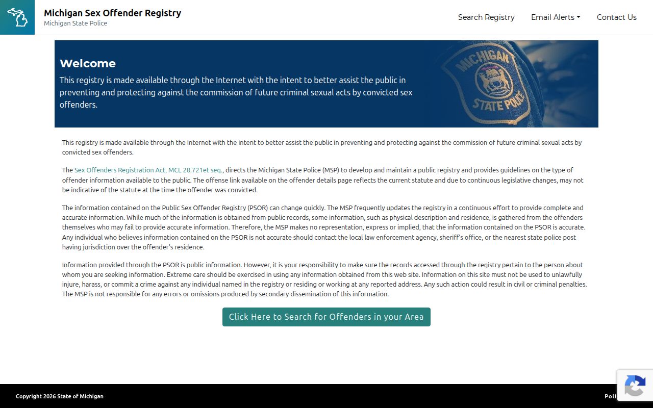 Houghton County sex offender lookup on Michigan PSOR