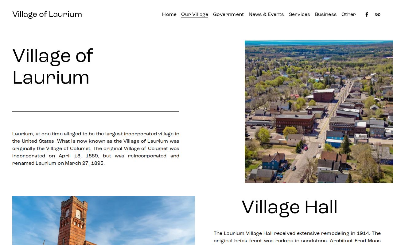 Historic sandstone Laurium Village Hall and copper-era village setting